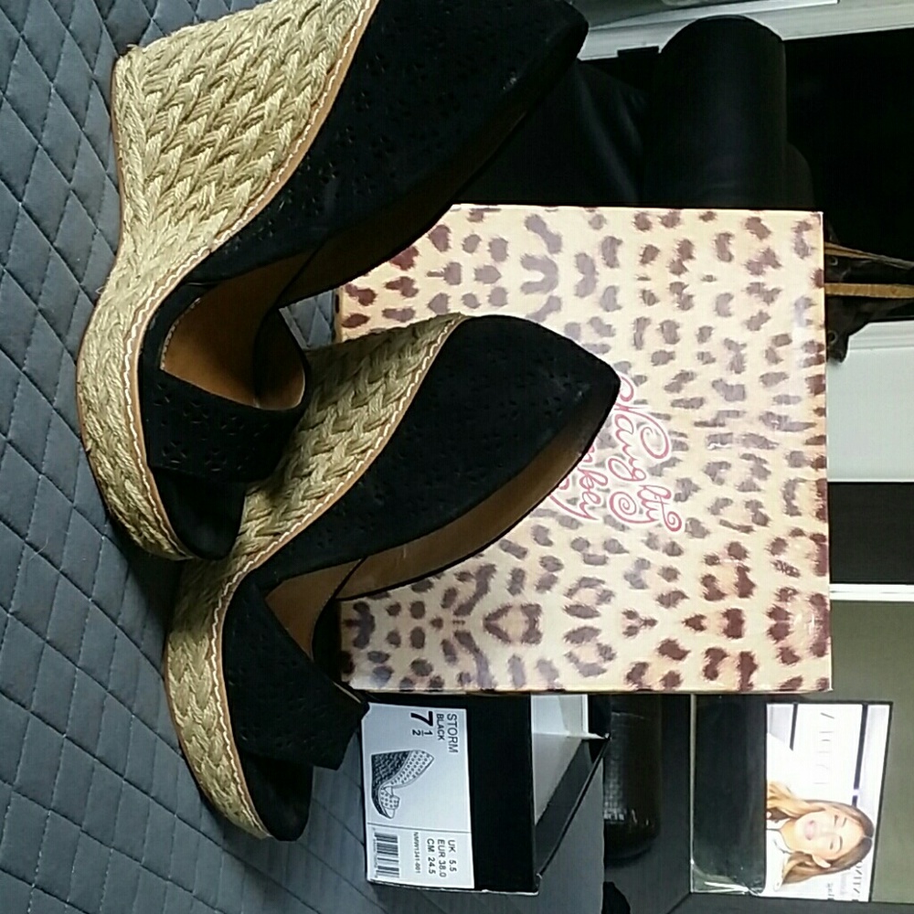 Suede Open toe wedge espadrilles